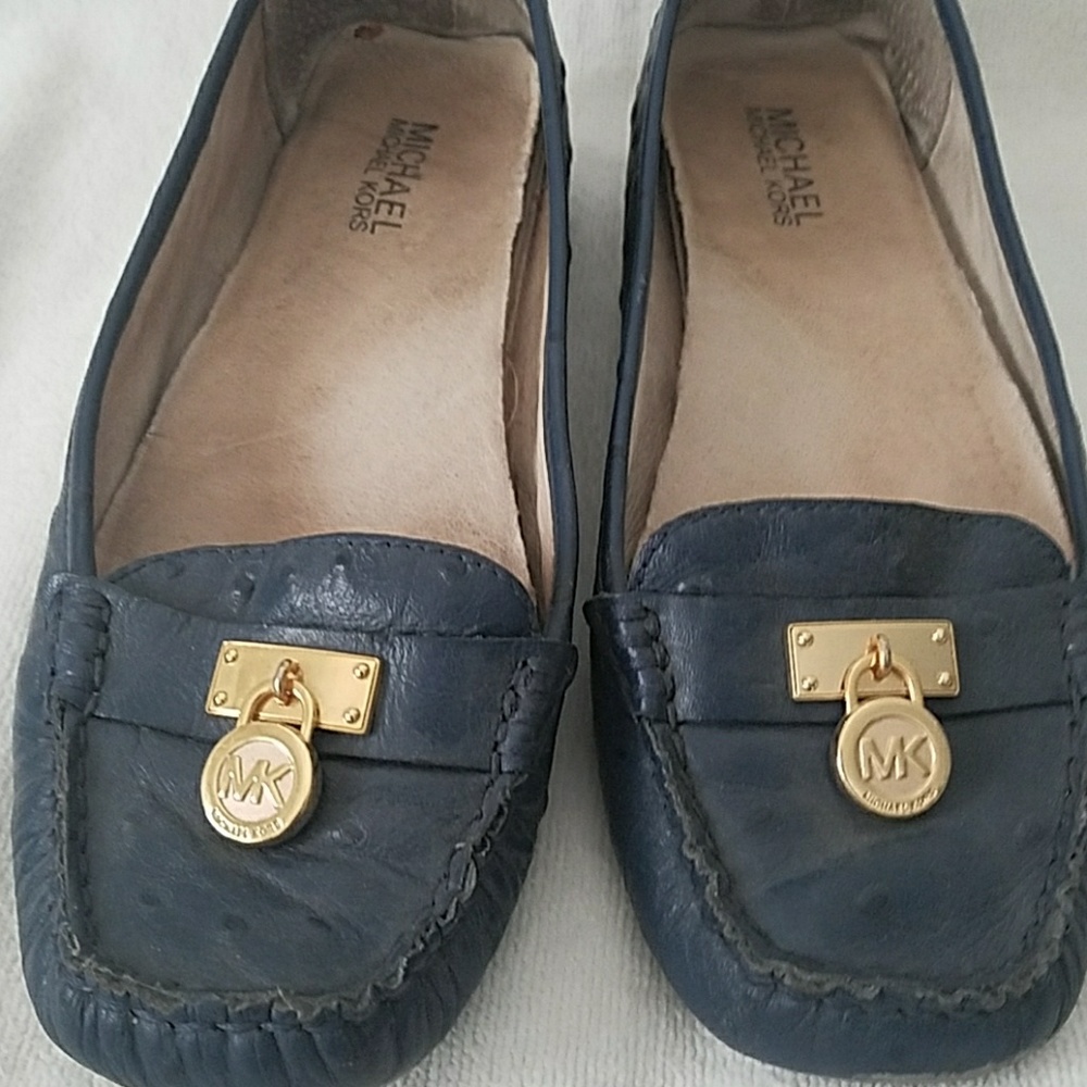 MK Navy leather flats 9.5